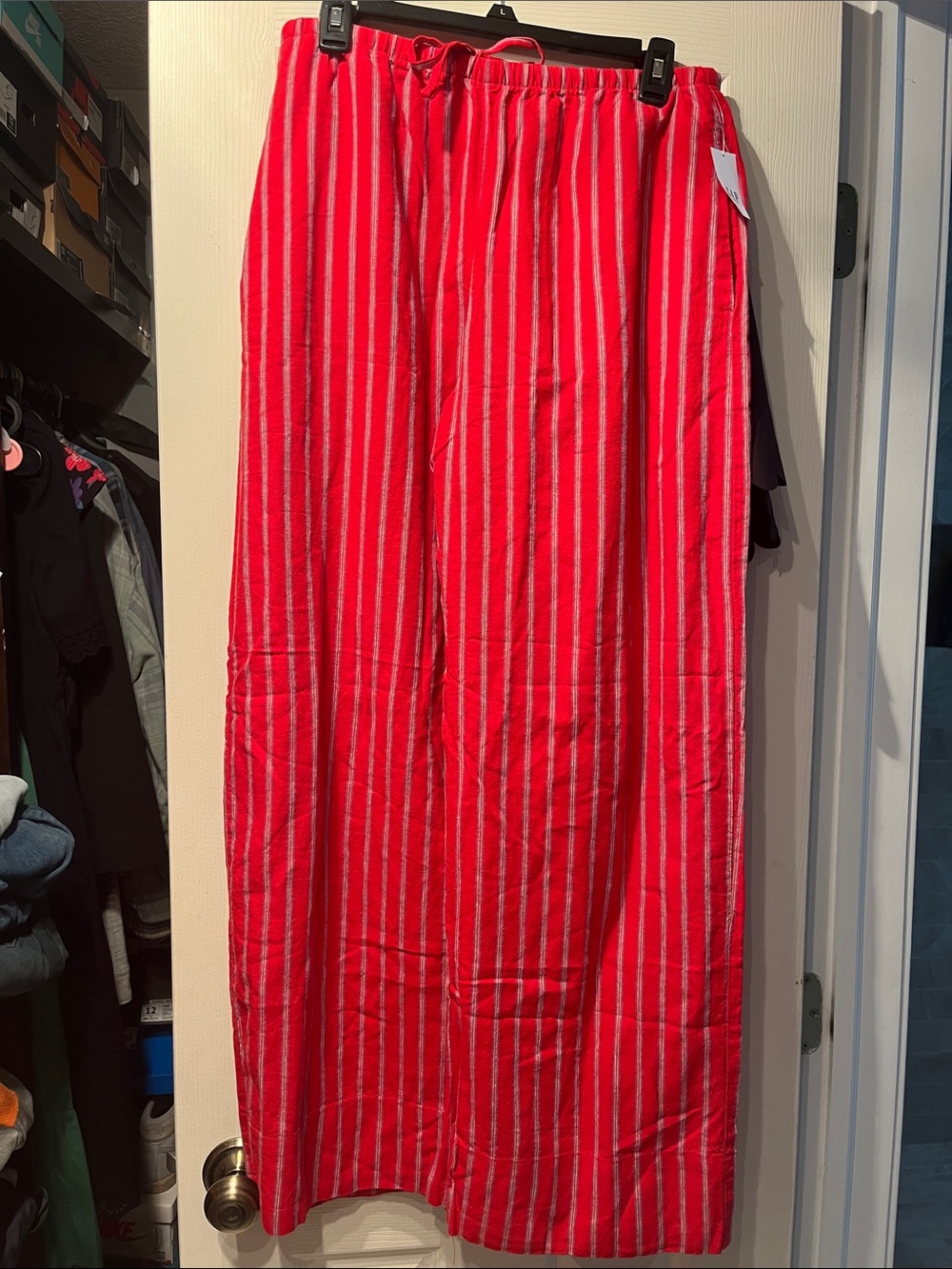 GAP linen blend Red Striped Women's wide leg pants with Drawstring Waist